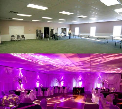 Before and After Uplighting, wedding lighting, uplighting, before and after up lights