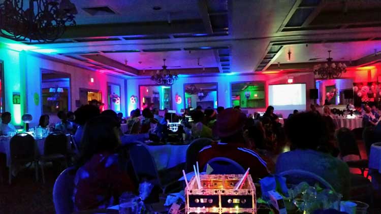 Colorful uplighting for theme party | Rent online for $19/each + free shipping both ways nationwide at www.RentMyWedding.com/Rent-Uplighting
