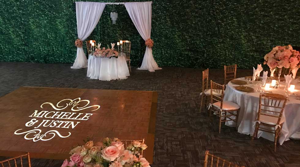 Monogram light on dance floor