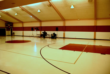 Before and After Uplighting: High School Gym Transformed for Party | Rent online for $19/each + free shipping both ways nationwide at www.RentMyWedding.com/Rent-Uplighting