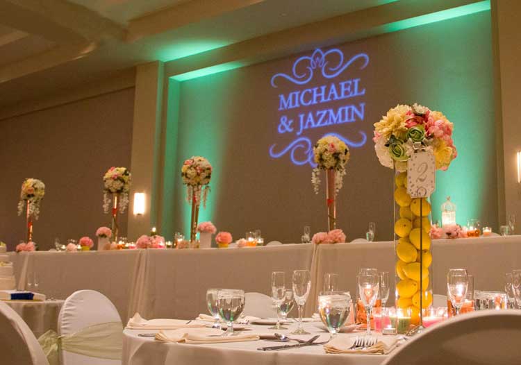 monogram and centerpieces