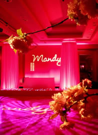 SWEET 16 GOBO LIGHTING || FREE shipping nationwide with Rent My Wedding.  Easy DIY setup for all rentals.